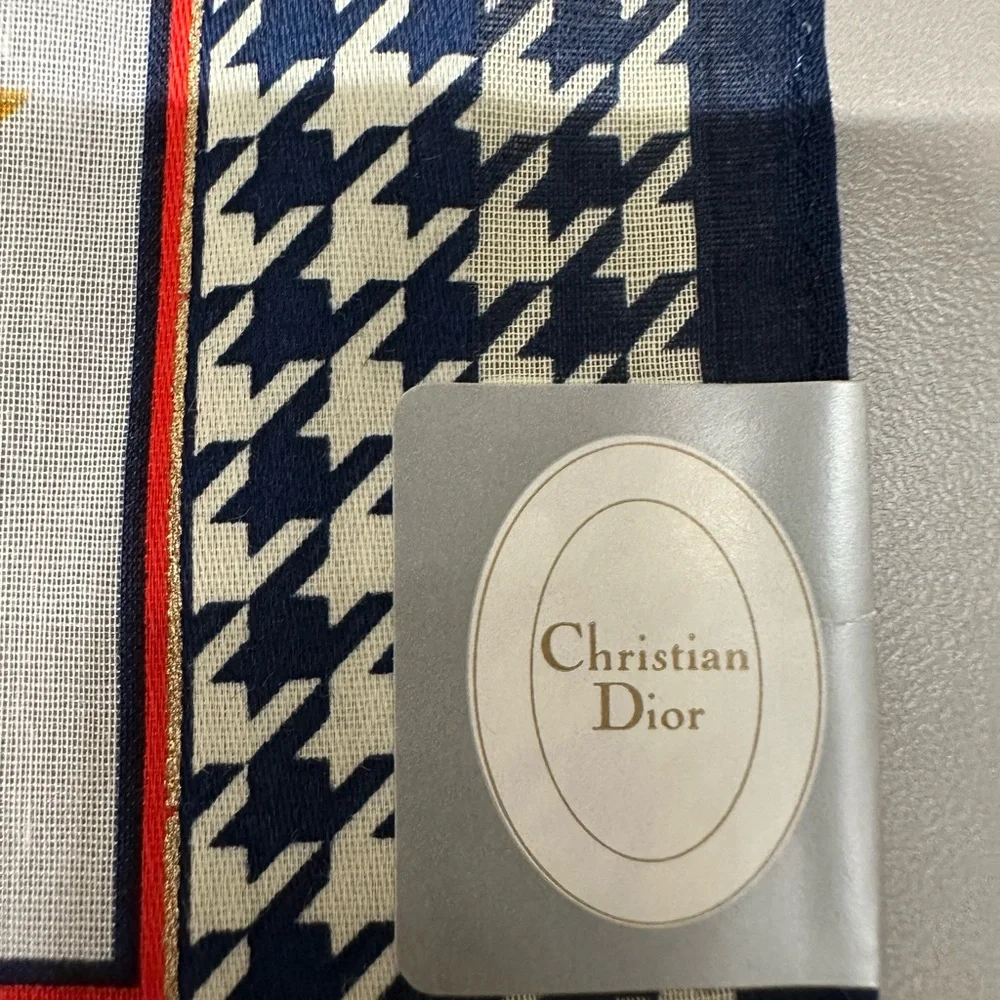 Christian Dior Vinitage Rare Square Small Scarf in Houndstooth